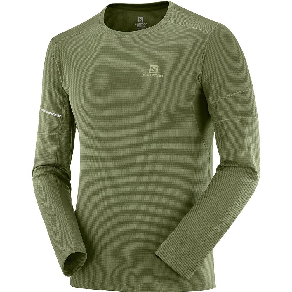 SALOMON AGILE LS M Philippines - Men's Tops - Olive | 790583-YHB